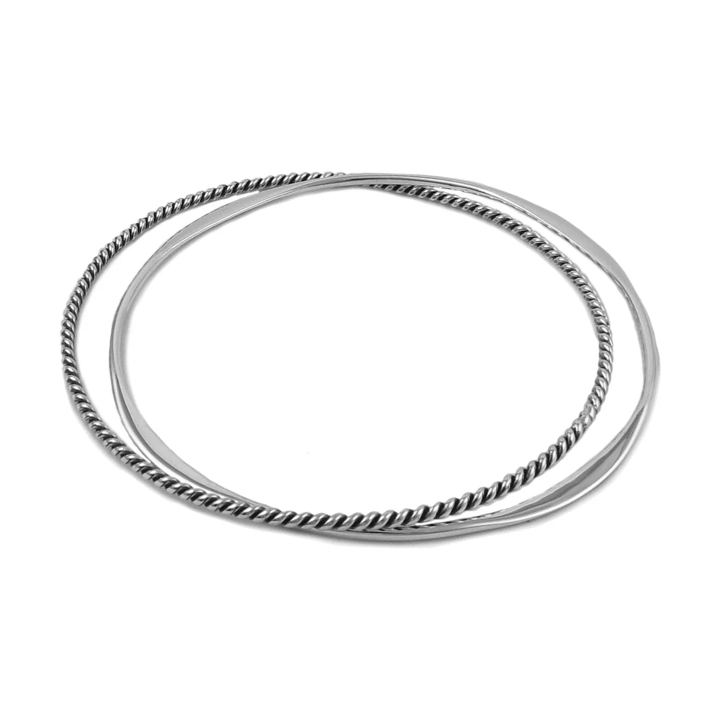 Double Stack Sterling Silver Bangles for Women
