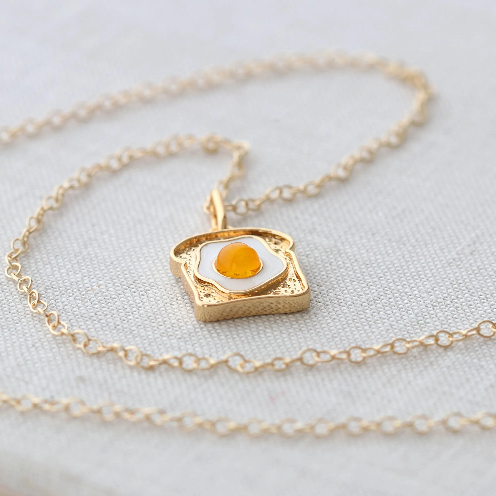Egg on Toast Enamel Charm