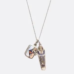 Egyptian Revival Enamel Moses & Sarcophagus Pendants