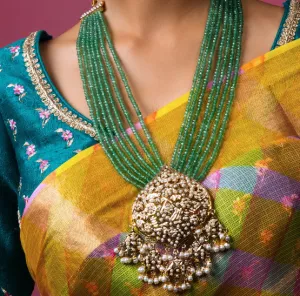 Emerald Green Elegant Jadau Bridal Ensemble (Necklace and Earrings)
