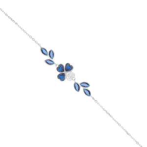 Enchanting Blue Clover Leaf 925 Rhodium Plated Bracelets