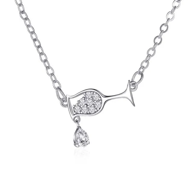 Fashion 3 Colors Rose Gold Wine&Cup Necklace