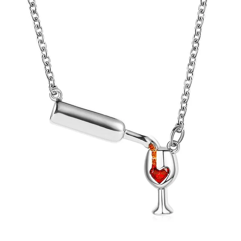 Fashion 3 Colors Rose Gold Wine&Cup Necklace