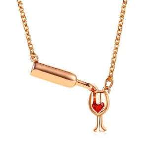 Fashion 3 Colors Rose Gold Wine&Cup Necklace