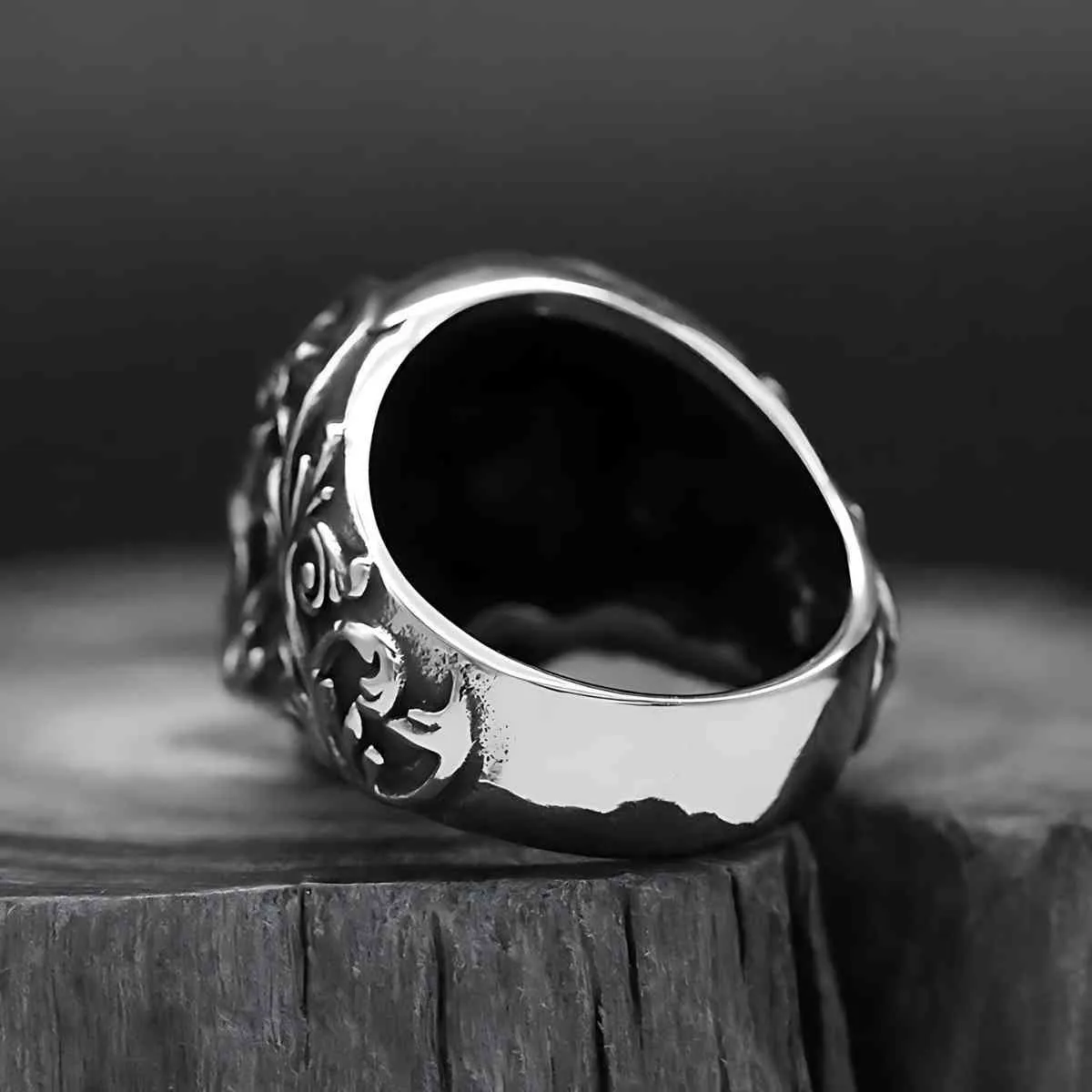 Floral Half Skull Ring