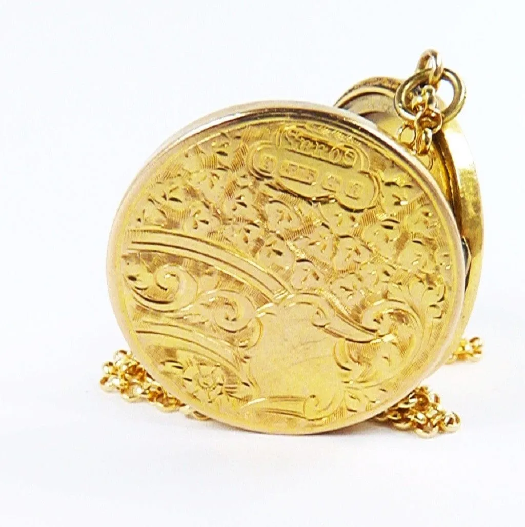 Fully Hallmarked Art Nouveau 9 Carat Gold Locket 1905 4.2 Grams And 45 cm Necklace