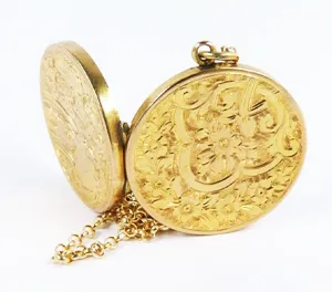 Fully Hallmarked Art Nouveau 9 Carat Gold Locket 1905 4.2 Grams And 45 cm Necklace