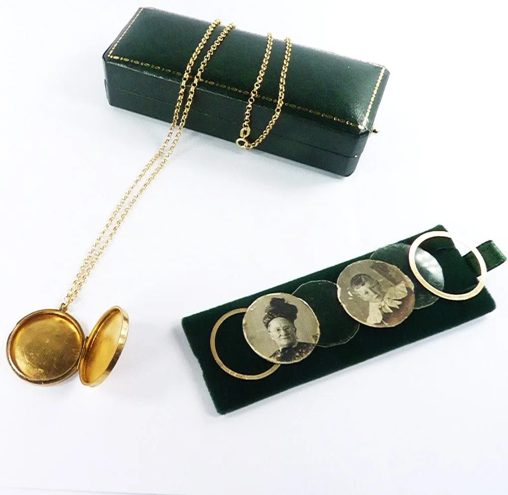 Fully Hallmarked Art Nouveau 9 Carat Gold Locket 1905 4.2 Grams And 45 cm Necklace
