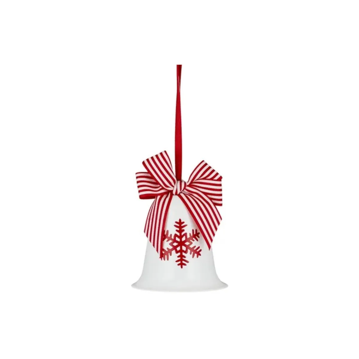 Gala Snowflake Bell with Bow Ornament White & Red