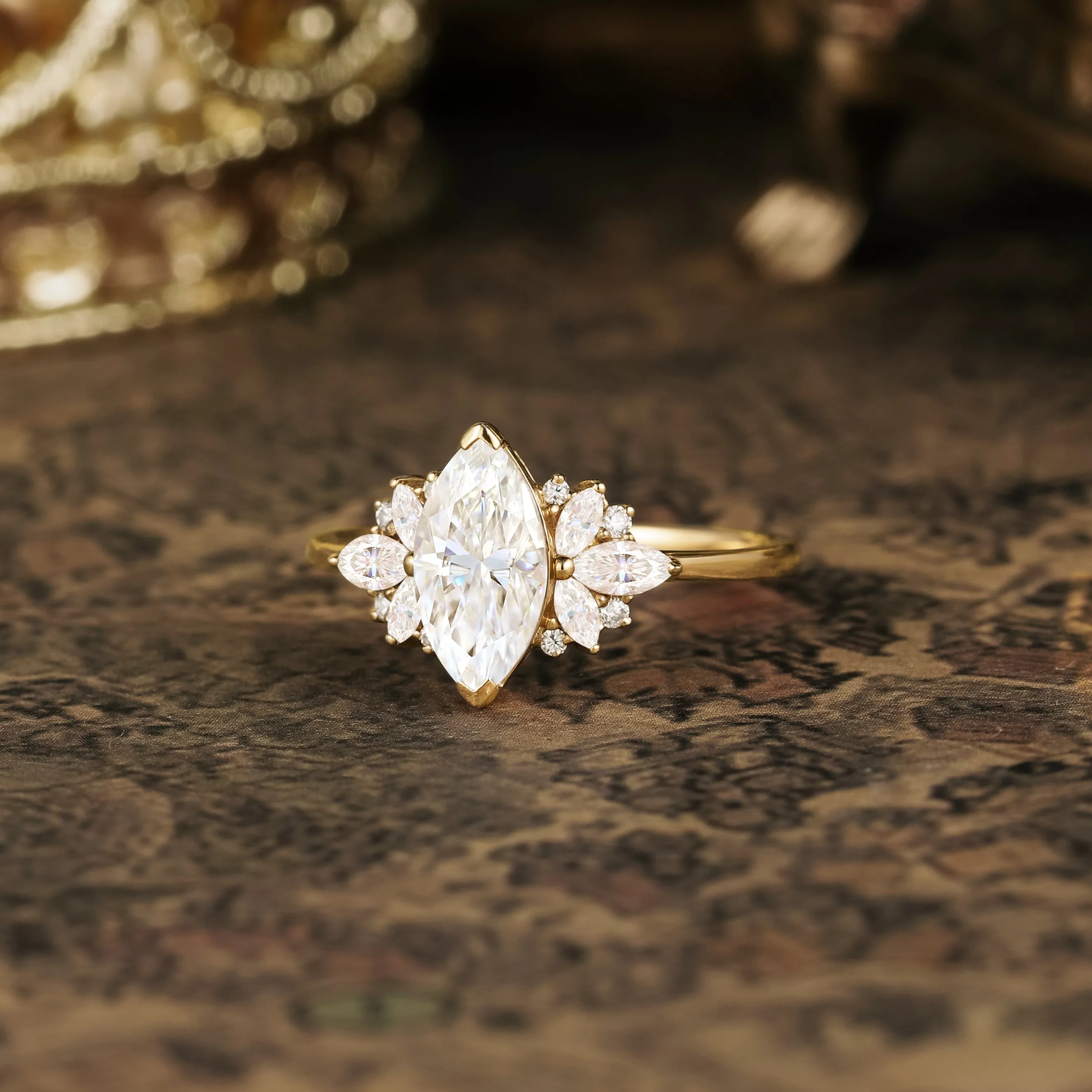 GemsMagic Graceful Marquise Cut Moissanite Ring-Aro