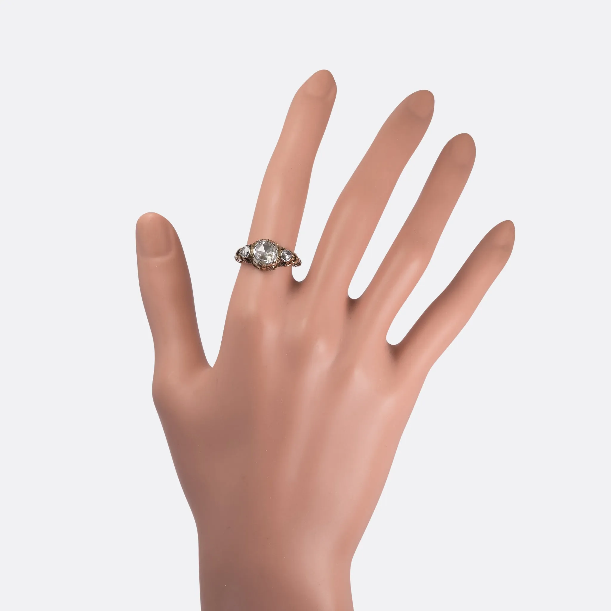 Georgian Rose Diamond Three-Stone Ring