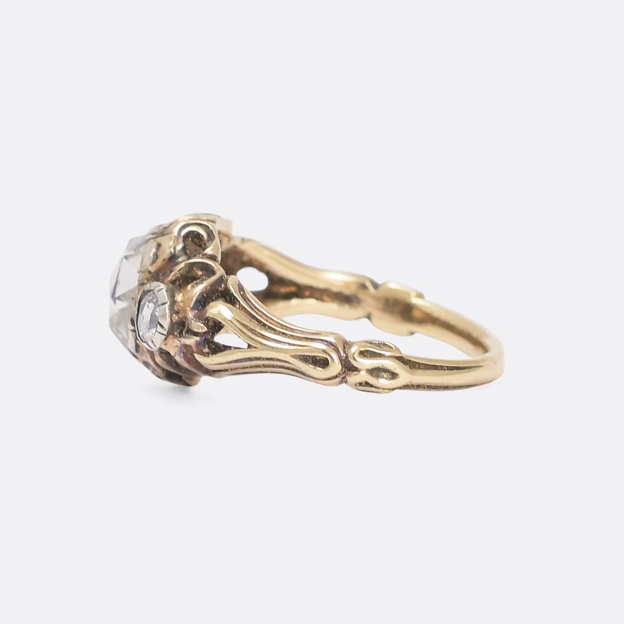 Georgian Rose Diamond Three-Stone Ring