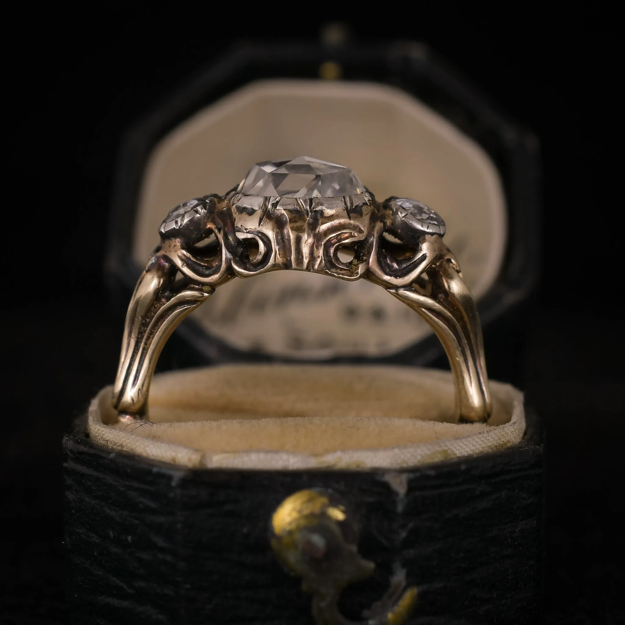 Georgian Rose Diamond Three-Stone Ring