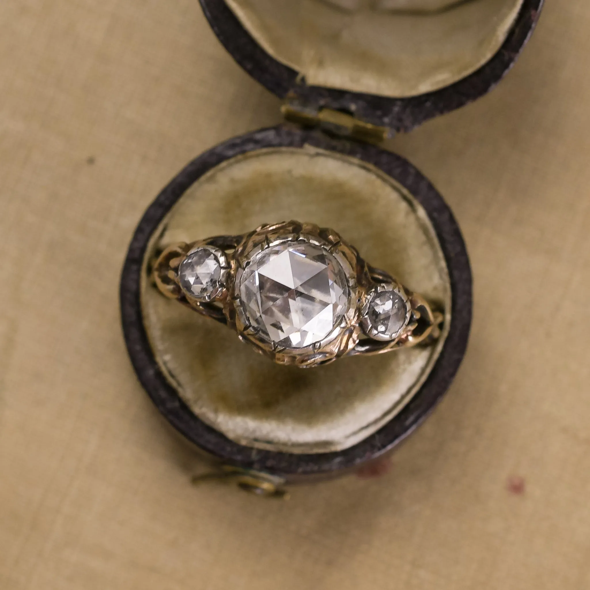 Georgian Rose Diamond Three-Stone Ring