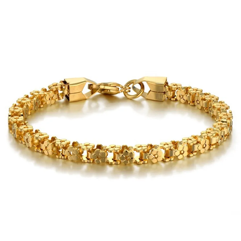 Gold Bracelet Trendy Stainless Steel Bicycle Chain Bracelets for Women