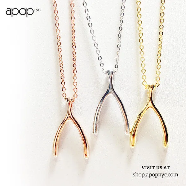 Gold-Dipped Wishbone Necklace
