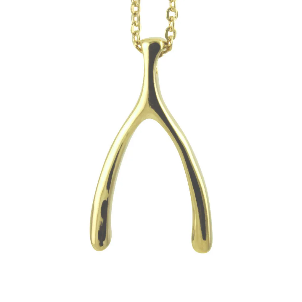Gold-Dipped Wishbone Necklace