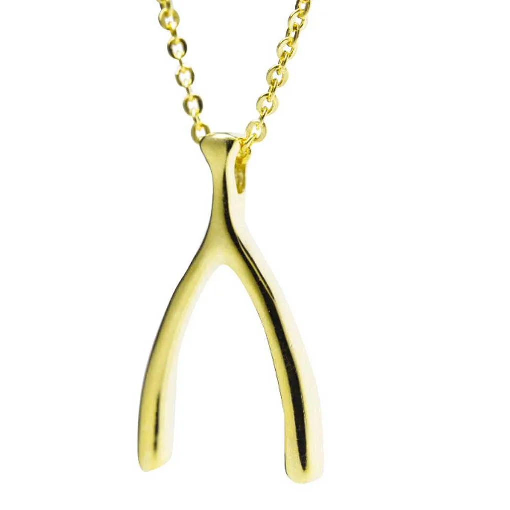 Gold-Dipped Wishbone Necklace