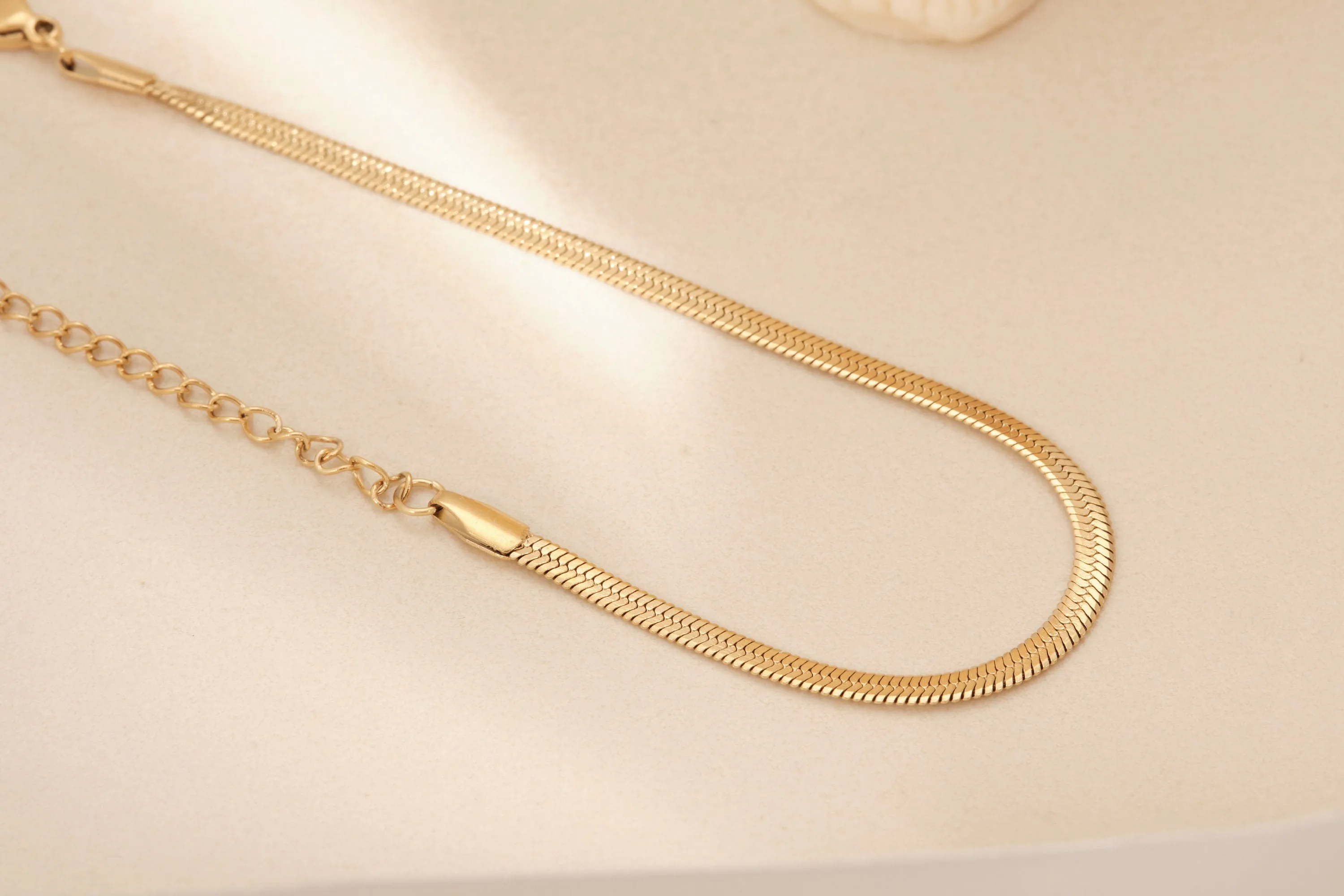 Gold Herringbone Bracelet, Gold snake chain bracelet, Gold Chain Bracelet, Gold Bracelet, 3mm width Herringbone Bracelet, Waterproof