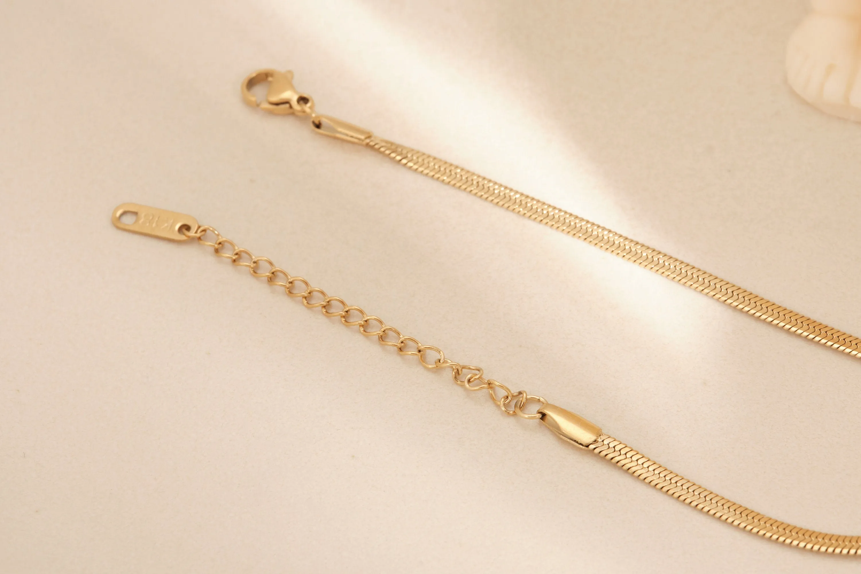 Gold Herringbone Bracelet, Gold snake chain bracelet, Gold Chain Bracelet, Gold Bracelet, 3mm width Herringbone Bracelet, Waterproof