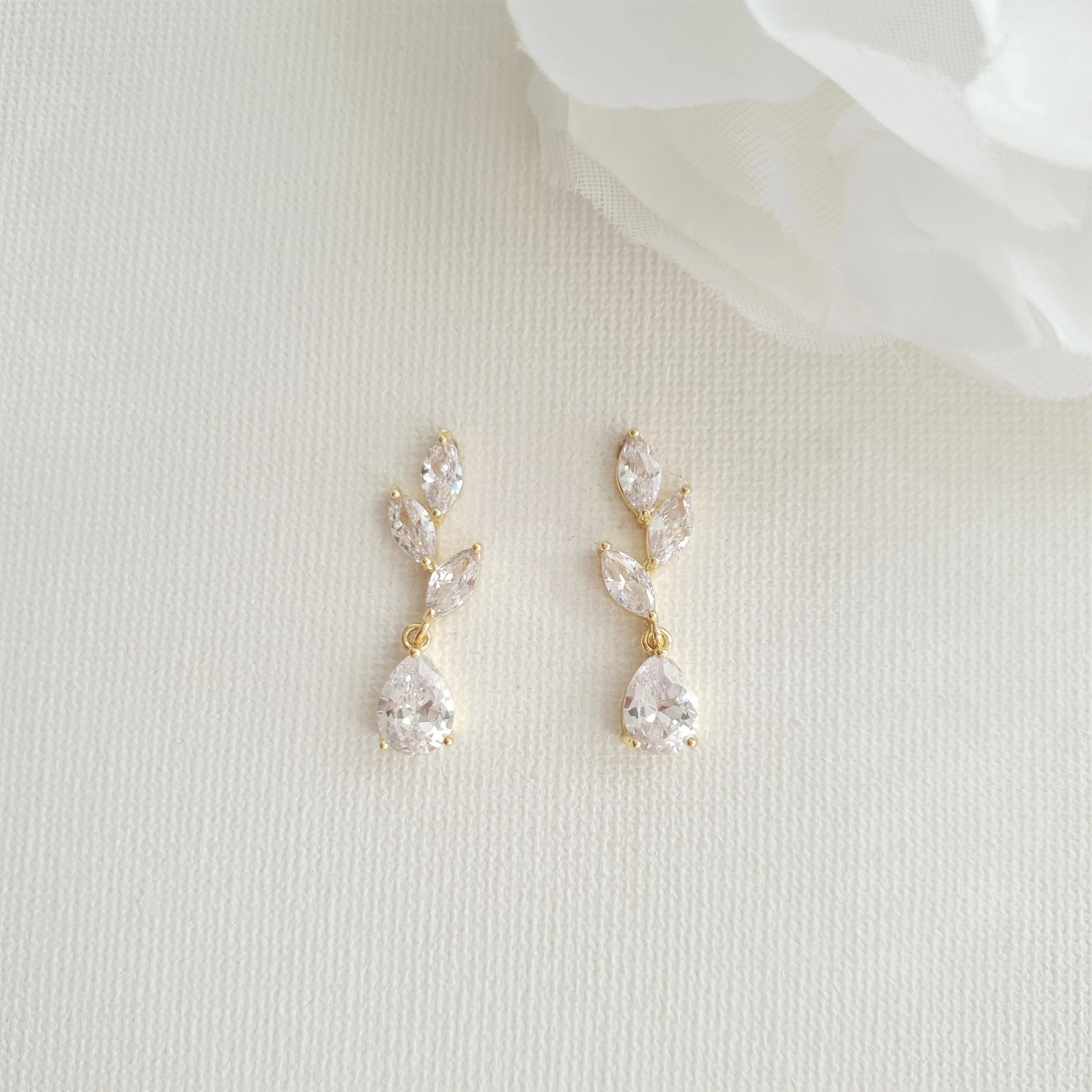 Gold Leaf Drop Earrings-Taylor