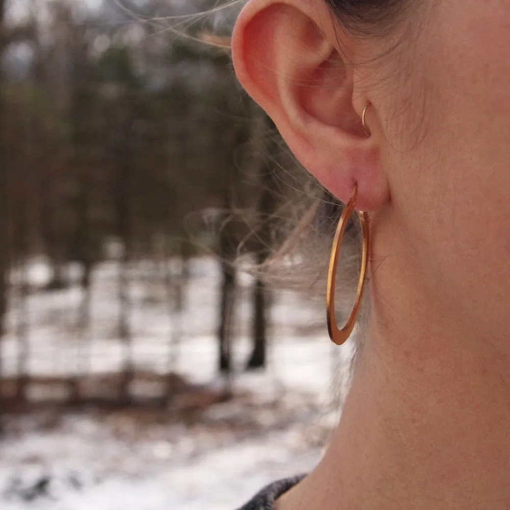Gold Plated Flat Medium Hoop Earring