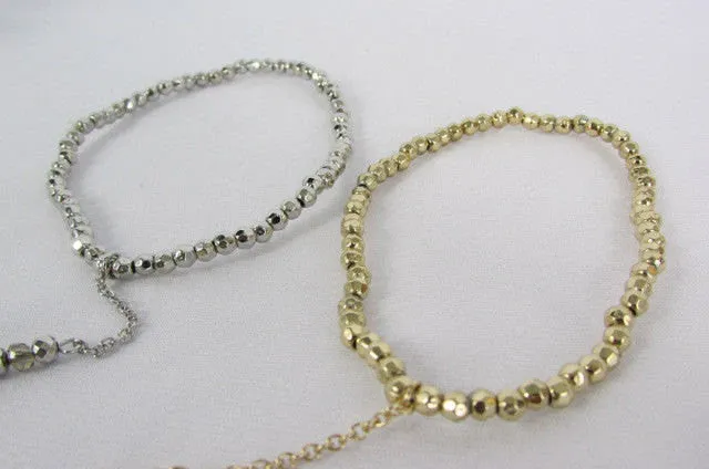 Gold Silver Thin Chains Toe Ring Anklet Mini Flowers Foot Chain Elastic Band