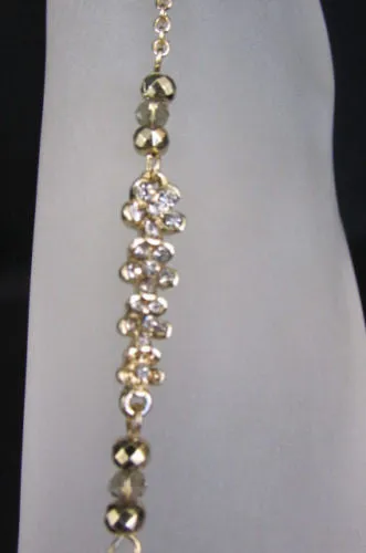 Gold Silver Thin Chains Toe Ring Anklet Mini Flowers Foot Chain Elastic Band