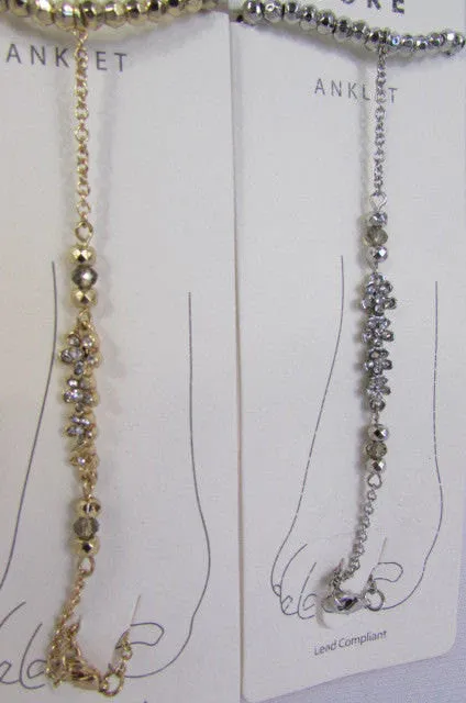 Gold Silver Thin Chains Toe Ring Anklet Mini Flowers Foot Chain Elastic Band