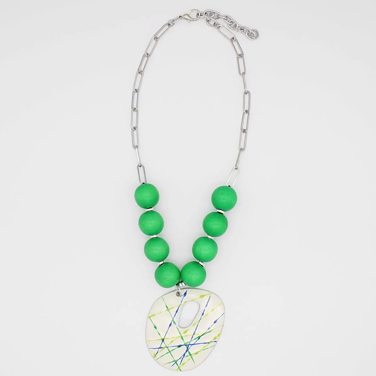 Green Cosmic Splash Pendant Necklace