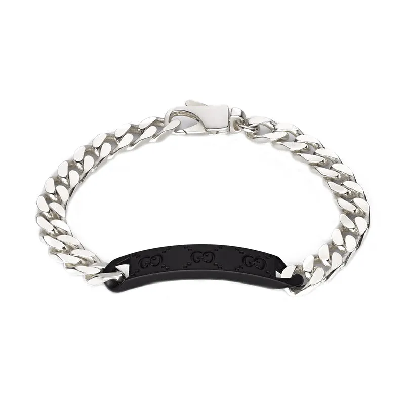 Gucci Tag Sterling Silver Chain Bracelet