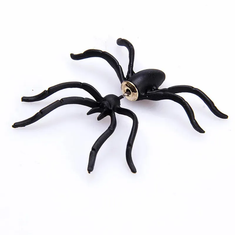 Halloween Funny Spider Stud Earrings Woman 3D Creepy Black Spider Ear Stud Earrings Halloween Costumes Party DIY Decoration