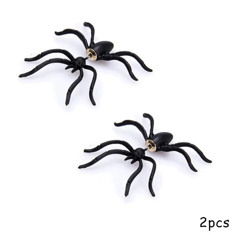 Halloween Funny Spider Stud Earrings Woman 3D Creepy Black Spider Ear Stud Earrings Halloween Costumes Party DIY Decoration