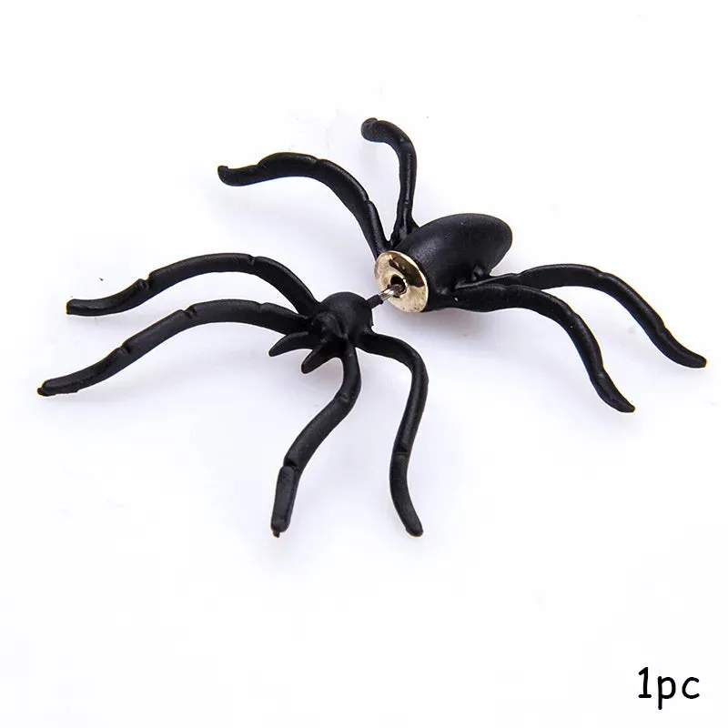 Halloween Funny Spider Stud Earrings Woman 3D Creepy Black Spider Ear Stud Earrings Halloween Costumes Party DIY Decoration