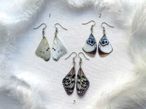 Hand made earrings off white color with silk butterfly wings in boho chic style perfect gift for any occasion to mom sister or girl friend