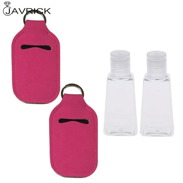 Hand Sanitizer Keychain Holder Travel Bottle Refillable Containers 30ml Flip Cap Reusable Bottles with Keychain Carrier