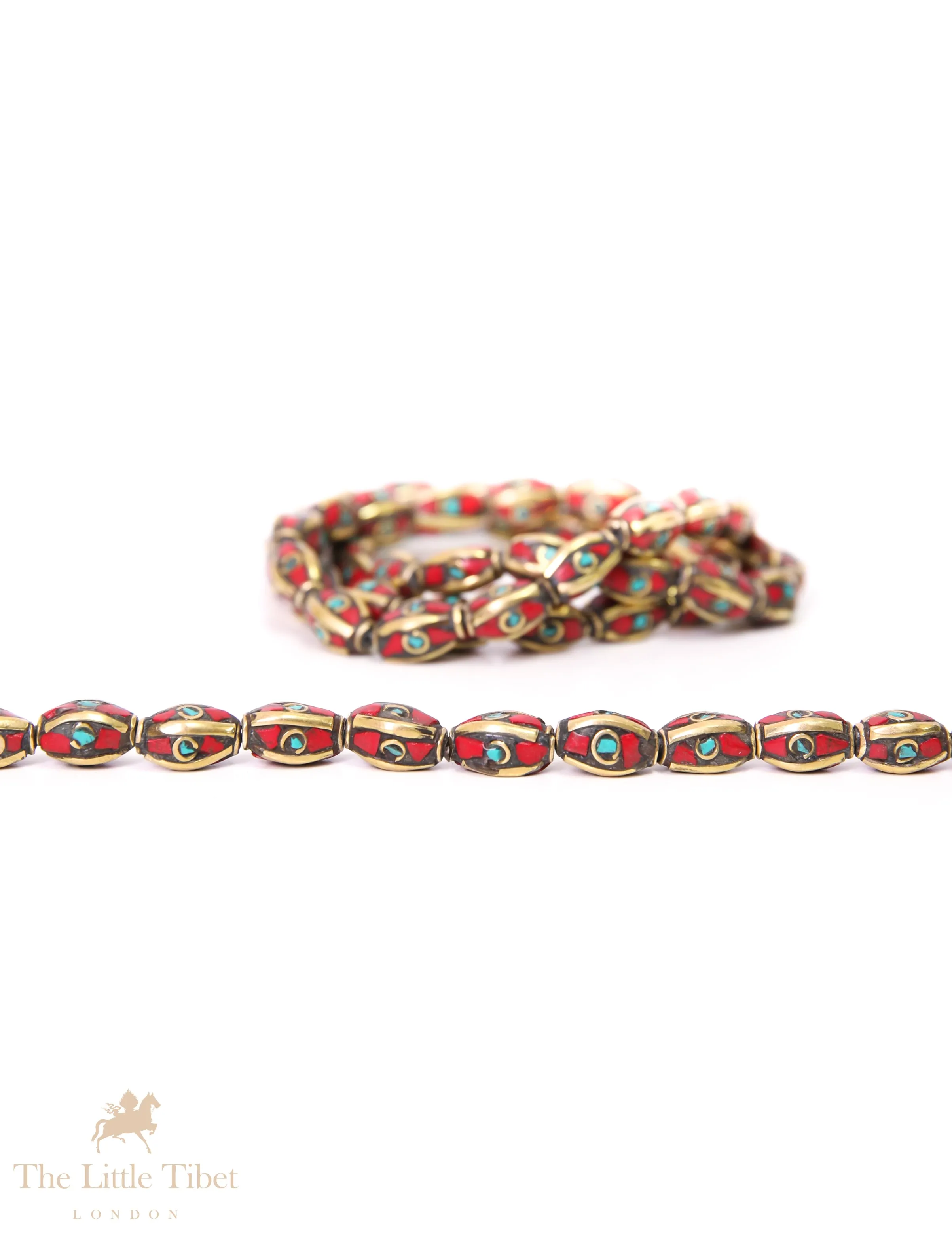 Handcrafted Tibetan Bead with Mixed Inlays