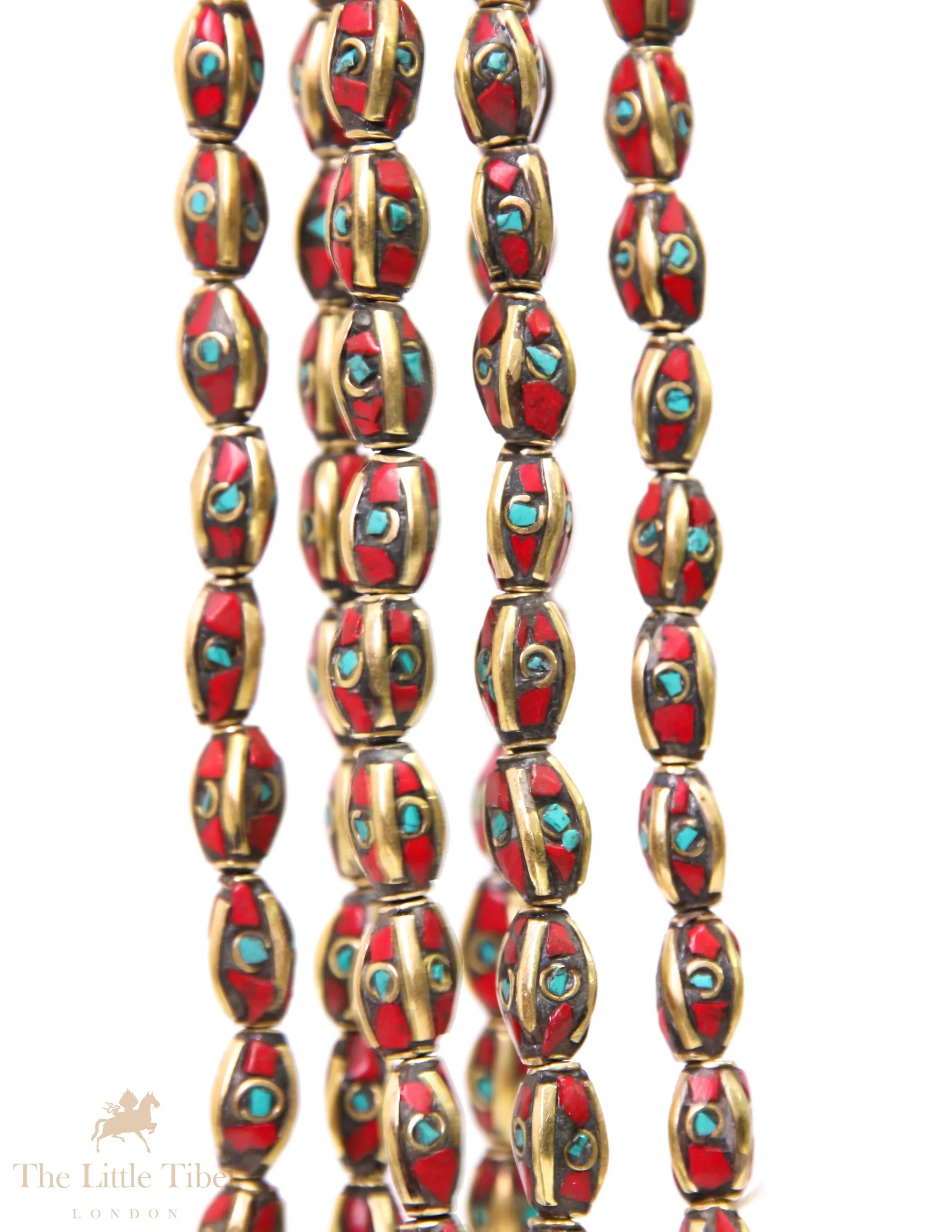 Handcrafted Tibetan Bead with Mixed Inlays