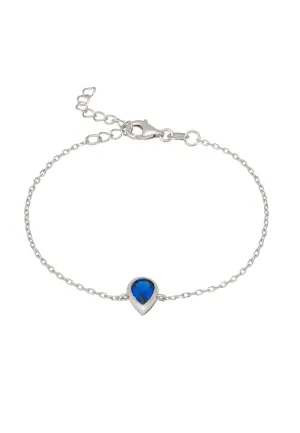 Harriett Mini Teardrop Sapphire Bracelet Silver