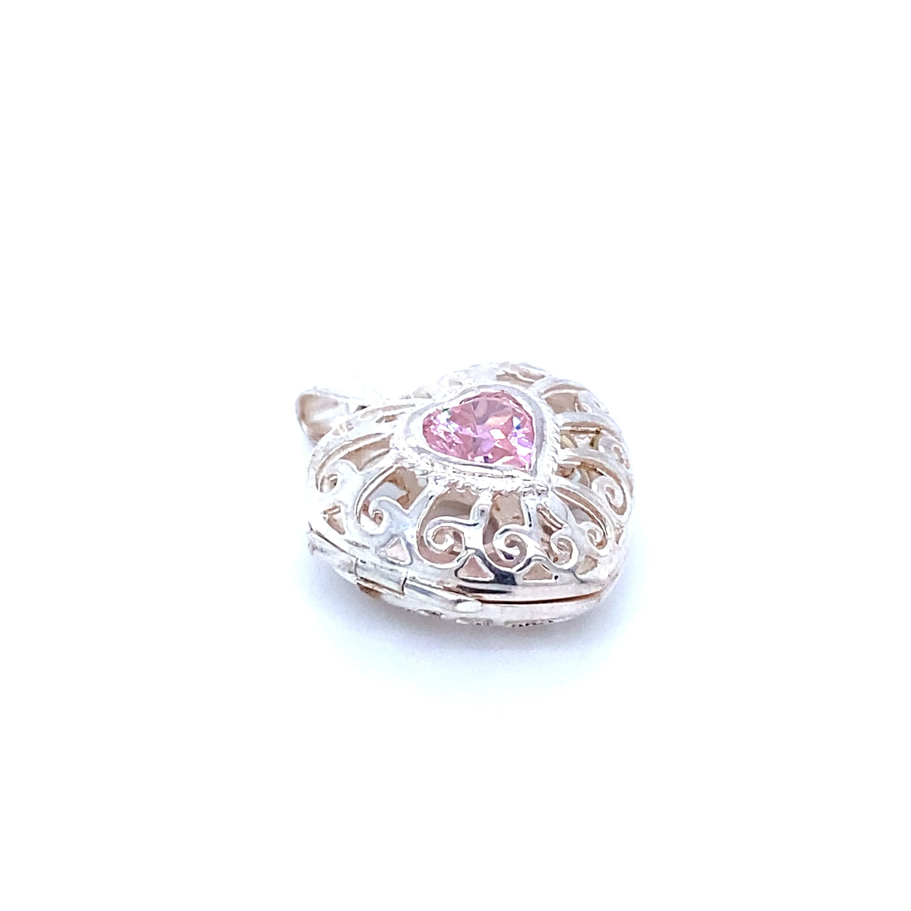Heart Cage Locket With Cubic Zirconia Stones