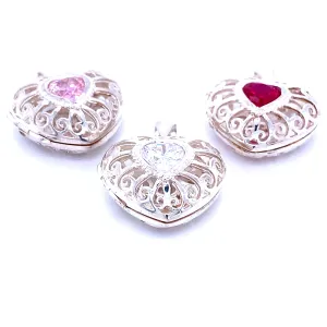 Heart Cage Locket With Cubic Zirconia Stones