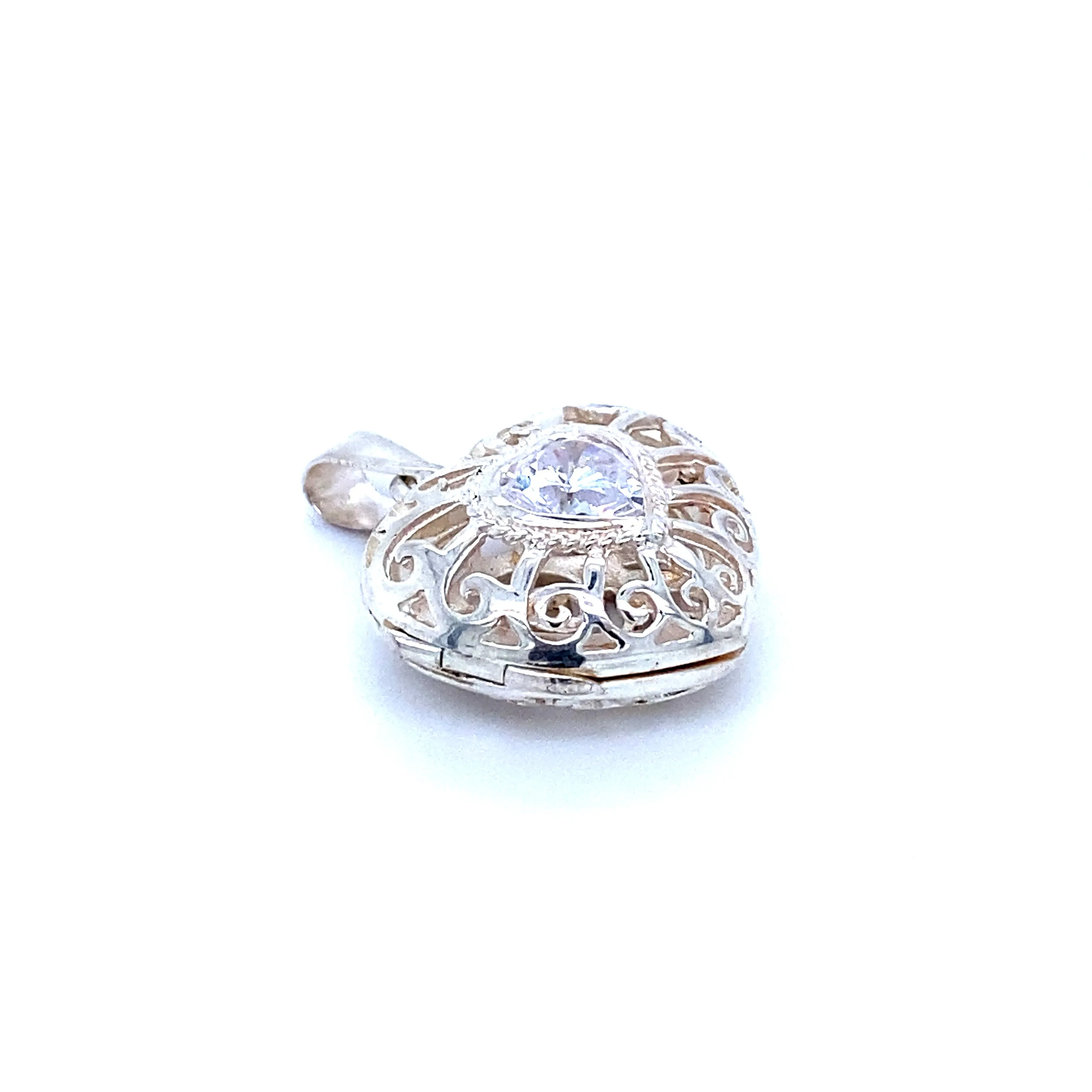 Heart Cage Locket With Cubic Zirconia Stones