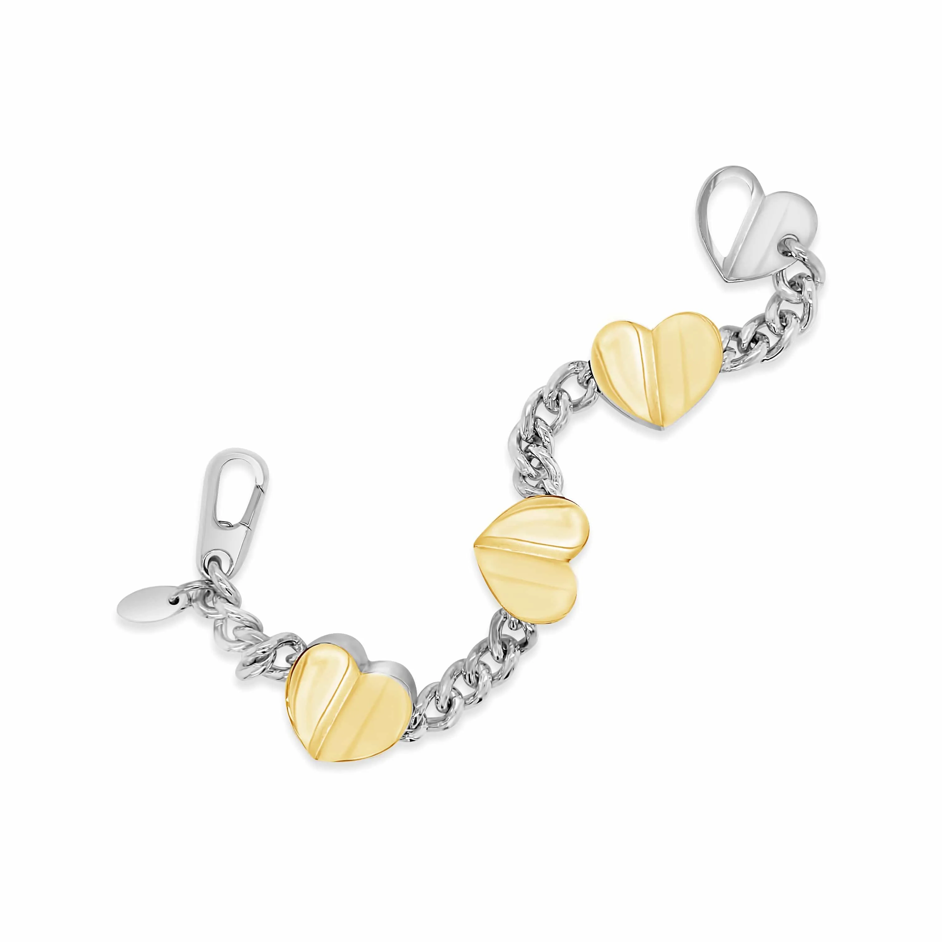 Hearts Bracelet | Gold And Silver Sanguine Three Hearts Rock And Roll Bracelet