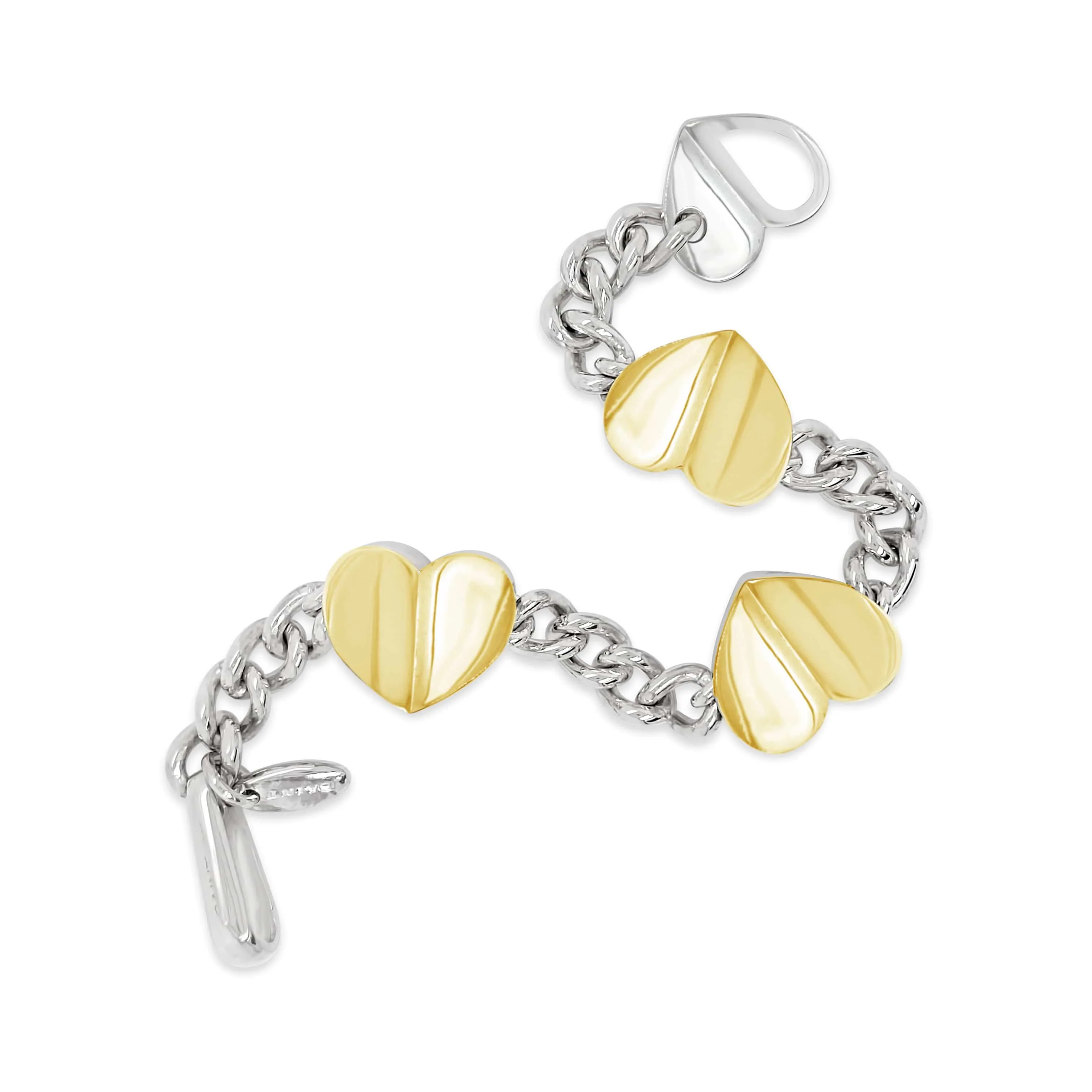 Hearts Bracelet | Gold And Silver Sanguine Three Hearts Rock And Roll Bracelet