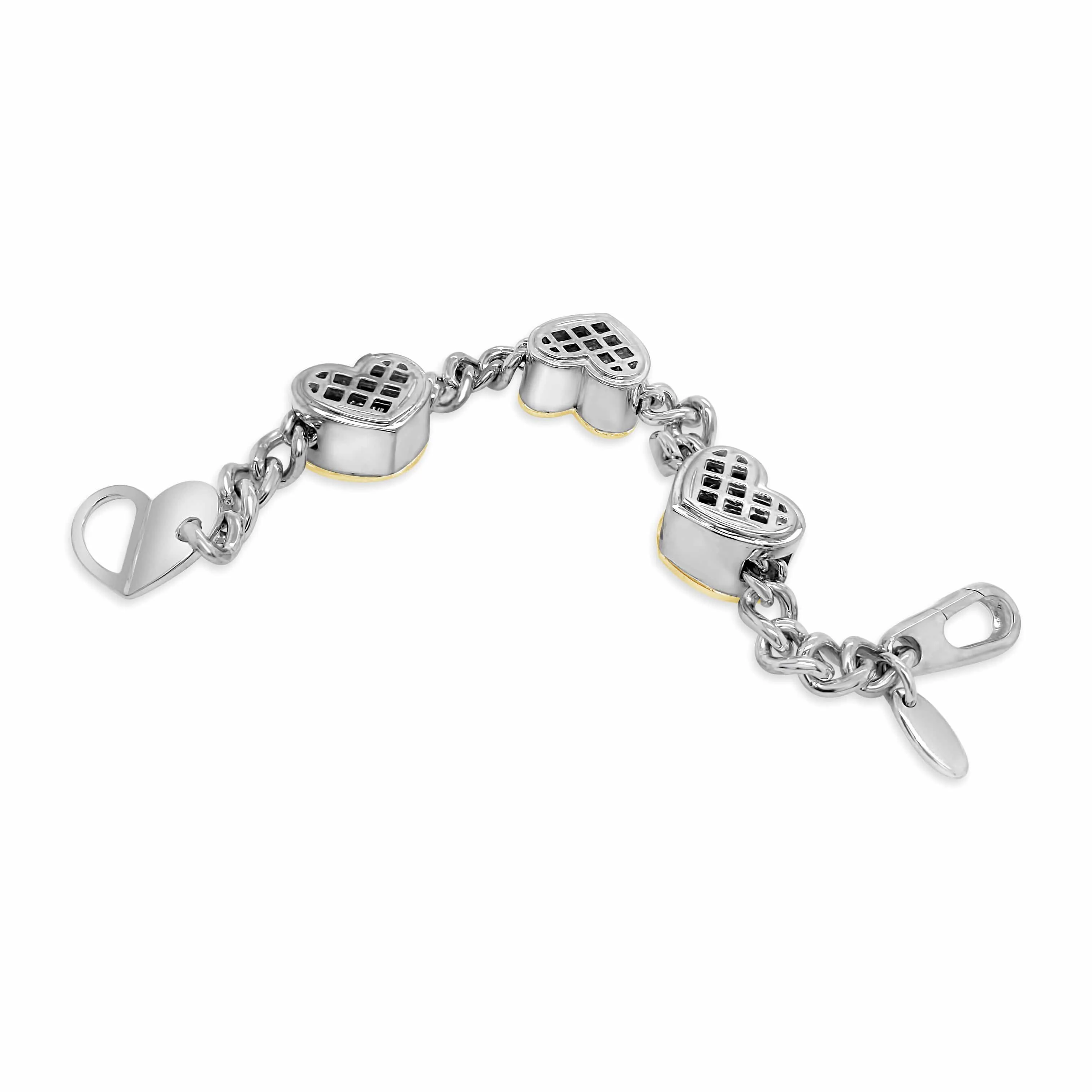 Hearts Bracelet | Gold And Silver Sanguine Three Hearts Rock And Roll Bracelet