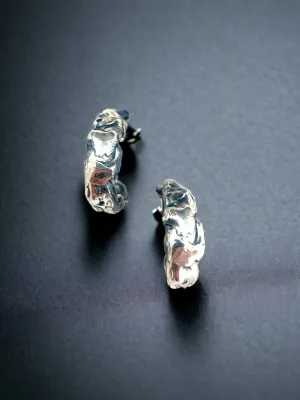 Heavy Molten Hoops - Silver