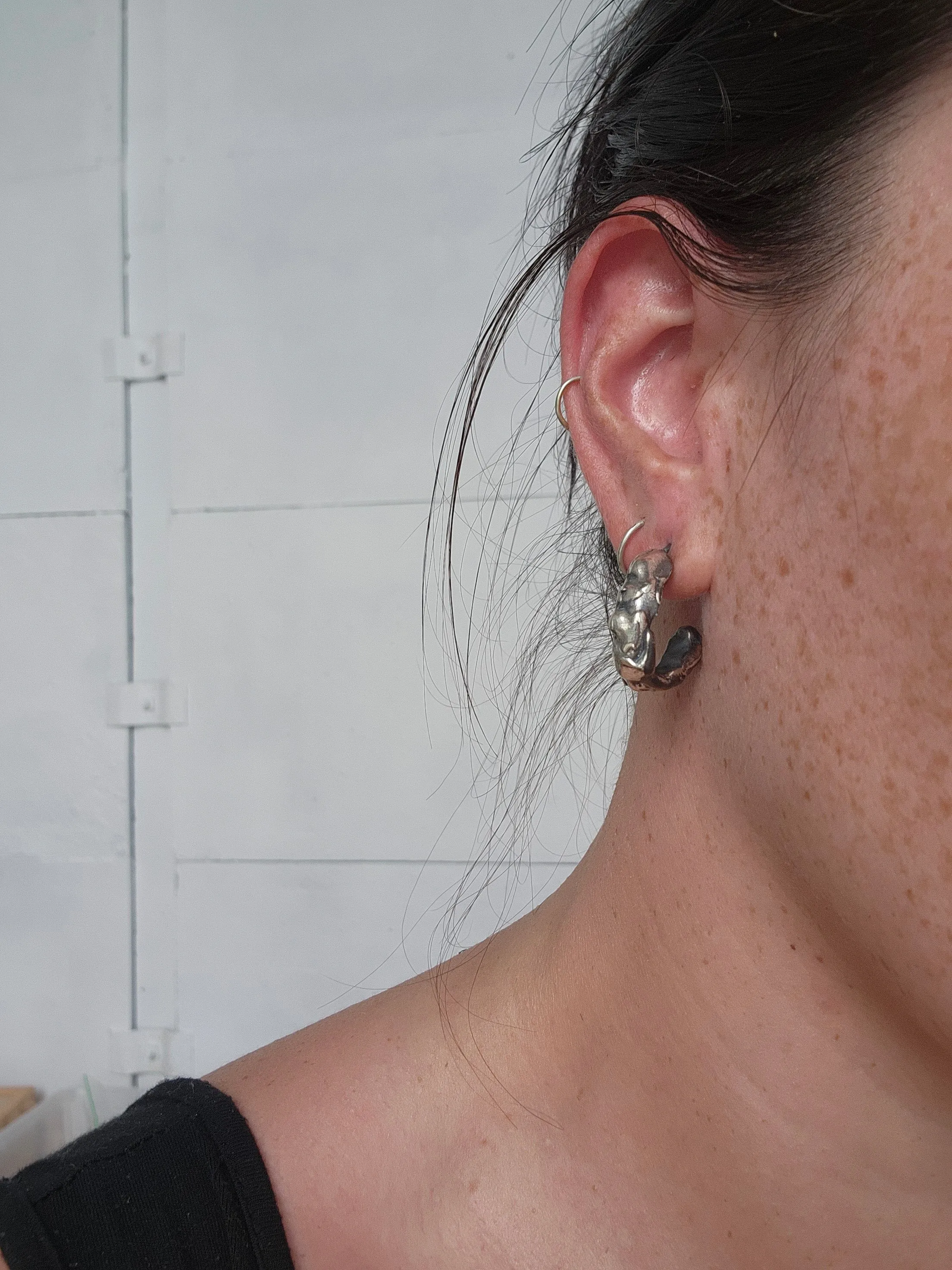 Heavy Molten Hoops - Silver