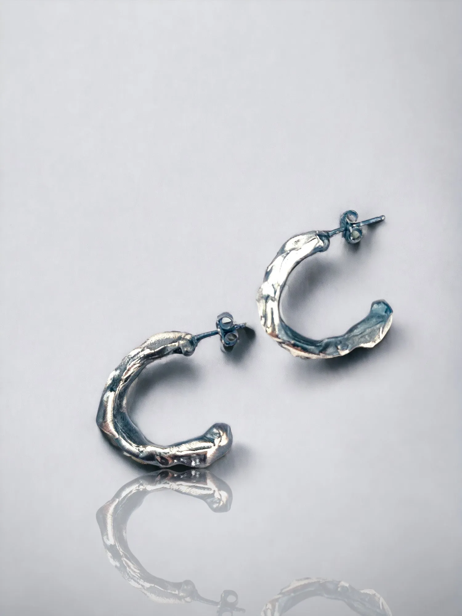 Heavy Molten Hoops - Silver
