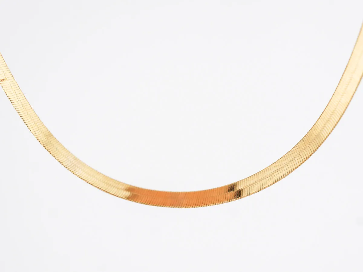 Herringbone Yellow Gold Necklace 18 inches Length in 10k