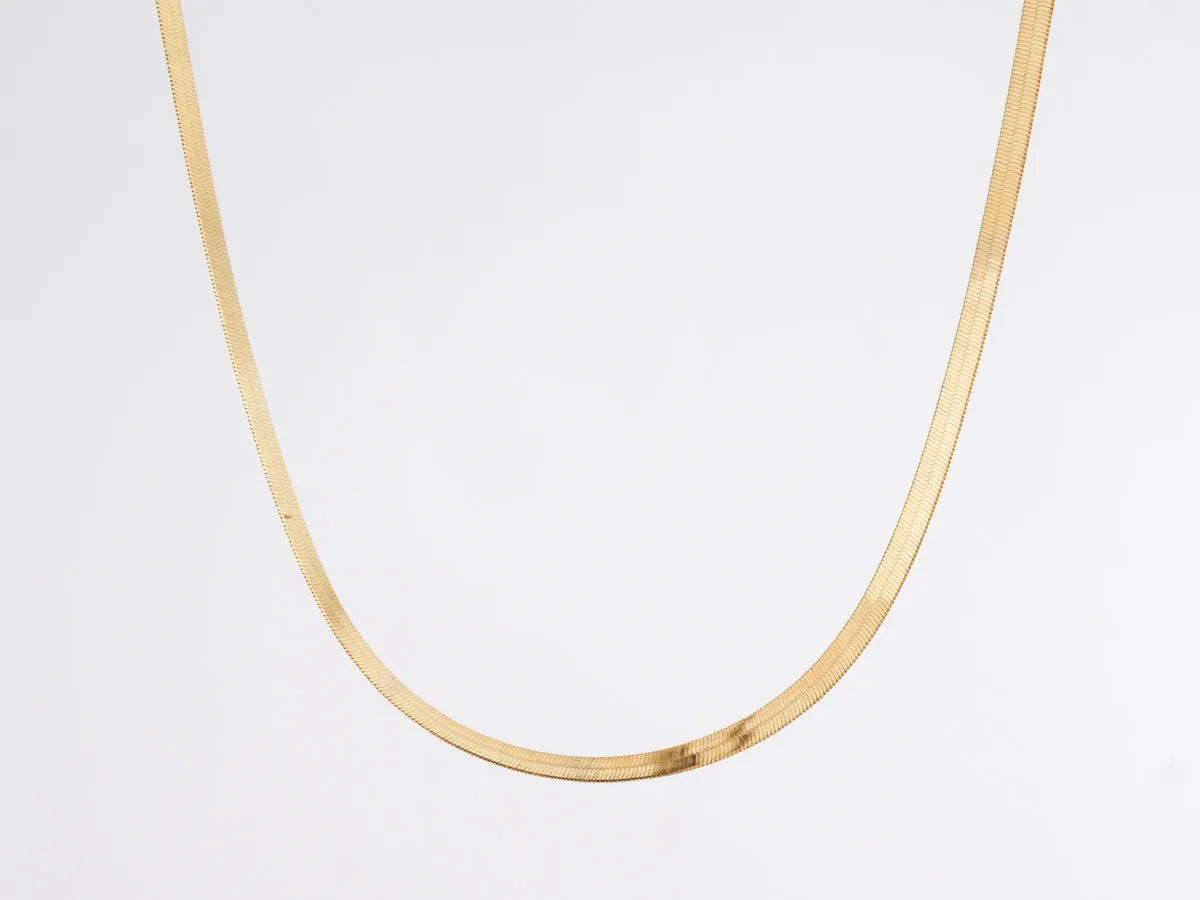 Herringbone Yellow Gold Necklace 18 inches Length in 10k